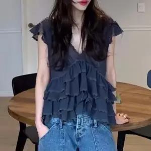 T4211 청순섹시 프릴 레이스 캉캉 페플럼 블라우스