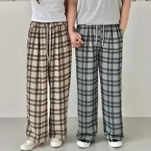 남녀공용 마엘토 체크 투턱 와이드바지 SD-250514