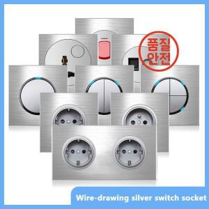 유럽 영국 FR 럭셔리 LED 벽 조명 스위치 소켓 1 2 3 4 갱 2way On/Off 알루미늄 합금 라운드 버튼 가정