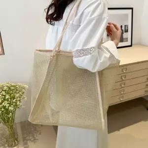 여자 외출 나들이 수영장 비치 그물 망사 숄더백미니 토트 버킷 데일리 크로스 대학생 에코 쇼퍼 여대생가