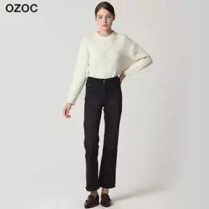 [오조크(OZOC)] 슬림 스트레이트 기모 데님 팬츠 (택가격: 85000원)