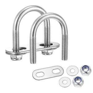 메탈릭시티 U 볼트 4세트 M6x22x42mm 나일론 잠금 너트 와셔 플레이트가 있는 원형 키트 304 스테인리스