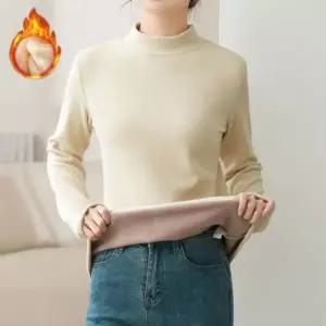 친절한탄씨 여성 플리스 기모 하프넥 티셔츠 기모티셔츠 여성목티 폴라티 플리스티셔츠