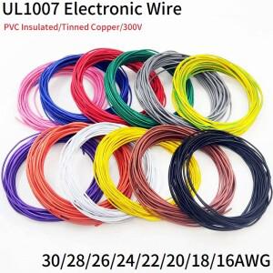 5/10M 전자 와이어 30AWG - 16AWG PVC 절연 UL1007 LED 램프 조명 라인 주석 도금 구리 케이블
