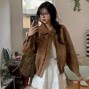 숏자켓 스웨이드자켓 여성 밑단밴딩 적당루즈핏 겨울