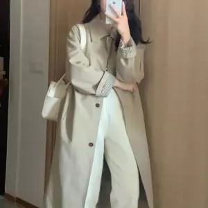 여성 가을 봄 체크소매 심플한 트렌치코트 클래식한