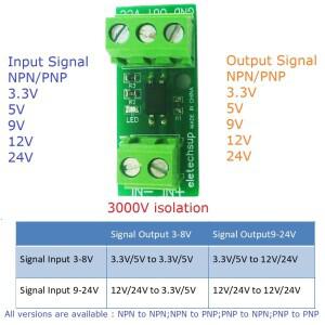Arduino MEGA PI Nano V3 PLC RS485 디지털 IO 모듈용 3-24V NPN PNP 신호 상호 변환기 로직 레벨 아이솔레
