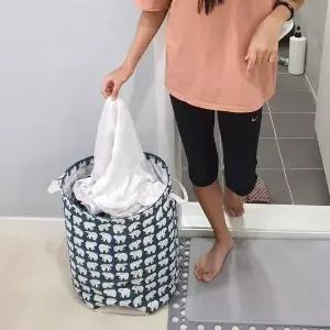 린넨 북극곰 패브릭 장난감정리함 바스켓
