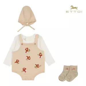 [롯데백화점]에뜨와 테오머쉬룸니트바디수트&양말SET 07T527906/임신,출산,신생아,백일,조카선물