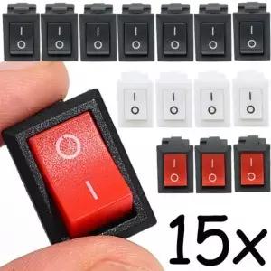 5/15Pcs 푸시 버튼 스위치 21x15mm SPST 2Pin 6A 250V KCD11 스냅인 on/Off 로커 보트 홈 오토바이 블랙