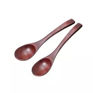 옻칠 나무 화채스푼 2P 원목 우드 디저트 숟가락 식기