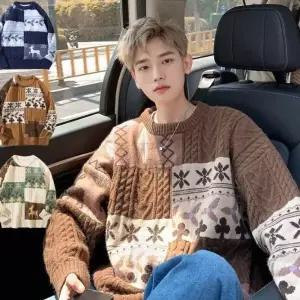 [하프클럽/]겨울 오버핏 니트 긴팔 티셔츠 홈웨어 데일리 루즈핏 상의