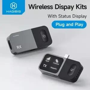 하기비스 무선 USB C 송수신기 키트 HDMI 비디오 확장기 미러링 동글 (휴대폰 태블릿 노트북 모니터