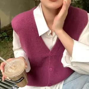 조끼 브이넥니트 단추니트 오픈 베스트 클로징 니트 브이넥 단추 무지니트