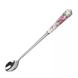 도자기 롱스푼 유럽풍 약20.5cm 커피 핑크빛 장미 홈카페 티타임 다용도