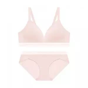CODES COMBINE INNERWEAR 톤온톤 컬러밴딩 노와이어 브라팬티세트_베이비핑크 2336663