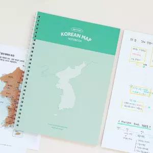인디고 혼자공부 한국사 지도 노트 B5 한국 민트 학교 관공서 공책 문구 학용품 캐릭터