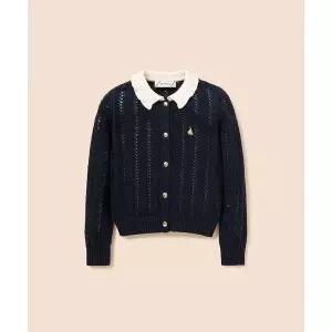 빈폴 키즈 BEANPOLE KIDS 여아 넥칼라 배색 긴소매 크로쉐 가디건 카디건 네이비 (BI685AG02R) BI685AG02R