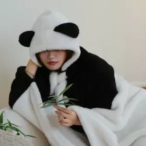 입는담요 판다 후드 망토 겨울 집콕 귀여운 담요