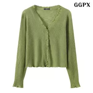 GGPX 데일리 썸머 브이넥 긴팔 가디건 GQBCK021D
