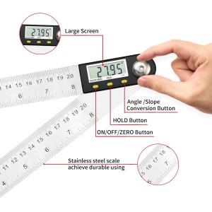 Shahe 0-200/300mm 디지털 각도기 눈금자 전자 파인더 미터 게이지 측정 도구