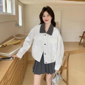 모두팜 여성 베이지 스윗무스탕 터틀넥 데님 코트 봄 쿨맥스 재킷 MOC