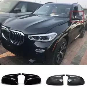 2Pcs 광택 블랙 카본 패턴 후면 사이드 뷰 미러 커버 BMW X3 G01 ix3 X4 G02 X5 G05 X6 G06 X7 G07 용 쉘