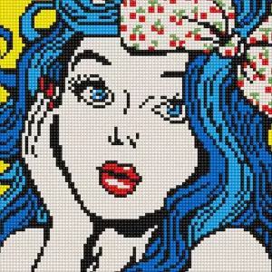 보석십자수 파란 머리의 소녀 (캔버스) 25x25