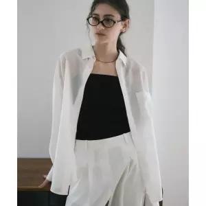 매장정품 MONGDOL 텐셀 시스루 루즈핏 셔츠 화이트 MDSH019WHITE