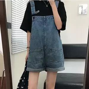 가을바지 데님 멜빵 반바지 밑단롤업 쉬운코디 앞뒤포켓 러블리