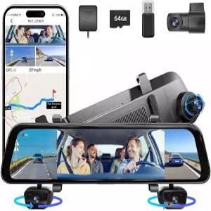 2026 4K 미러 블랙박스 4채널 12인치 터치스크린 룸미러 카메라 전후방 실내 IR 나이트비전 WiFi GPS