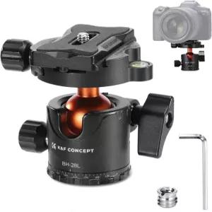 K F 컨셉 프로페셔널 28mm 메탈 삼각대 볼 헤드 360도 회전 1/4인치 퀵 릴리스 플레이트 버블 레벨 최대