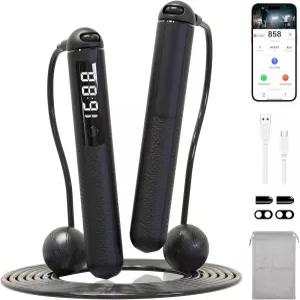 세인트코스 무선 중력 줄넘기 헬스장용 카운터가 있는 스마트 지방 연소 및 칼로리 소모 APP 데이터 분석