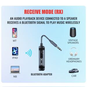 2in 1 Bluetooth 5.4 수신기 3.5mm AUX 잭 비행기 USB 동글 무선 오디오 어댑터 TV PC 스피커 차량용 키트