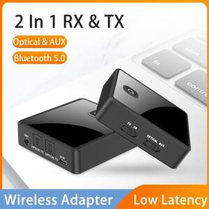 낮은 대기 시간 Bluetooth 오디오 송신기 3.5mm AUX 잭 광학 SPDIF Hifi 무선 어댑터 (PC TV 차량용 스피