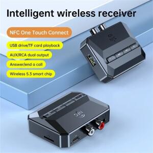 NFC 블루투스 5.3 오디오 리시버 3.5mm AUX RCA USB U디스크 TF HIFI 스테레오 음악 무선 어댑터 (차량용