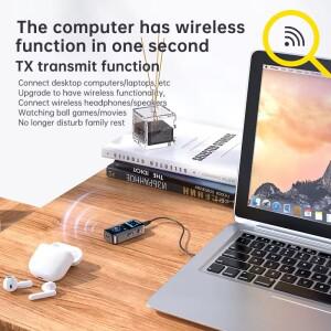 4in 1 블루투스 5.4 오디오 리시버 트랜스미터 3.5MM AUX TF 카드 스테레오 음악 마이크 무선 어댑터 (LED