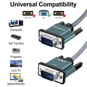 Shuliancable VGA-VGA 비디오 케이블, 컴퓨터, 노트북, 모니터, 스크린, 프로젝터에 적합, 플러그 포트 포