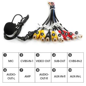 JMCQ 범용 자동차 라디오 RCA 출력 와이어 케이블(마이크 포함) 출력/입력 서브우퍼 3m 옵션