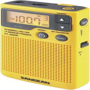 Sangean DT-400W 기상 경보 포켓 라디오 AM/FM 노란색