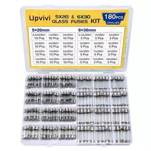 Fast Blow Glass Fuse Assortment Kit 24 Values Fuses 250V 5x20mm 0.5A 1A 2A 3A 4A 5A 6A 7A 8A 10A 15A