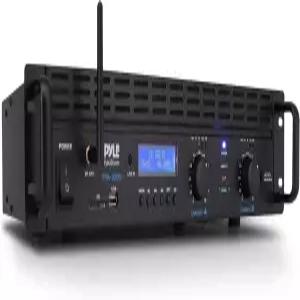 블루투스가 장착된 파일 2채널 랙 마운트 파워 앰프 - 2000W 브리지 가능 TRS XLR 입력 스피크온 출력 MP3