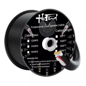 HiFind 16/2 게이지 스피커 와이어 케이블 50피트 두께 OFC 구리-UL CL3 등급 - 실내/외 프로 시리즈 16