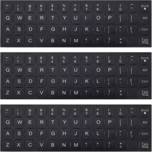 3PCS 범용 영어 키보드 문자 스티커 검은색 배경과 흰색 글씨로 대체 - PC 컴퓨터 노트북 데스크탑용