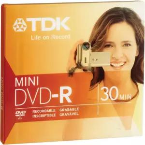 TDK 미니 DVD-R 블랭크 - 1.4GB 30분 캠코더 녹화 80mm
