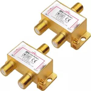 케이블 매터스 2팩 2.4GHz 양방향 동축 스플리터 STB TV 안테나 및 MoCA 네트워크 모든 포트 전력 통과 금