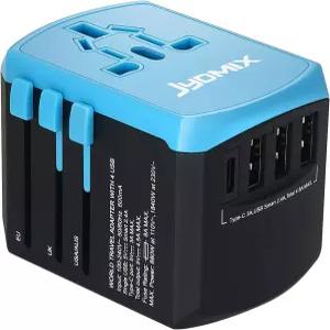 3개의 USB 포트와 타입-C 국제 벽 충전기를 갖춘 올인원 유니버설 여행용 전원 어댑터 전 세계 AC 플러그
