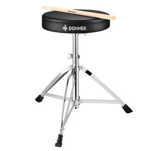 Donner 드럼 쓰론 세트, 높이 조절 가능한 패딩 시트가 있는 스툴, 5A 드럼스틱 포함, 여러 차례 반복된 제품, 남성 및 청소년 드러머 선물용