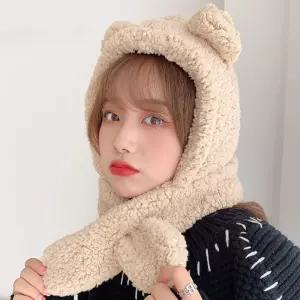 겨울 곰돌이 후드 바라클라바 뽀글이 모자 머플러 겨울모자 겨울머플러