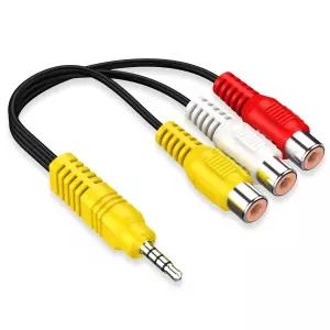 TCL TV용 3.5MM 3 RCA 케이블 비디오 AV 부품 어댑터 교체 입력 - 23CM/9인치